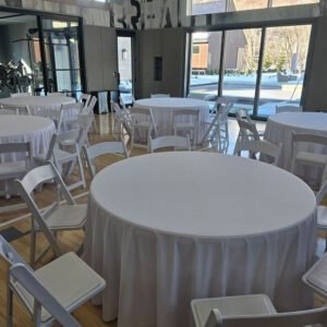 120″ Round Tablecloth – White